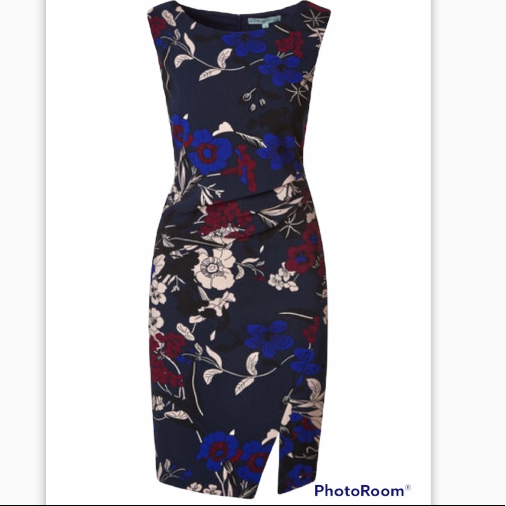 ✨Host Pick ✨ Cleo Petite Floral Burst Ruched Sheath Dress Sz 10
